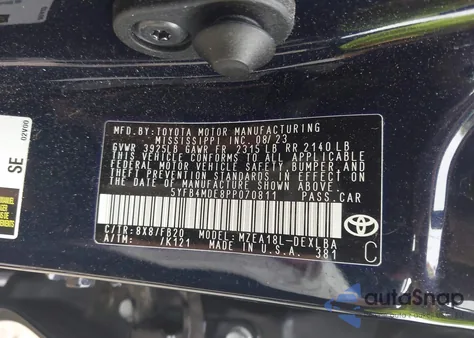 2023 Toyota Corolla Le z USA, uszkodzony, nr VIN 5YFB4MDE8PP070811